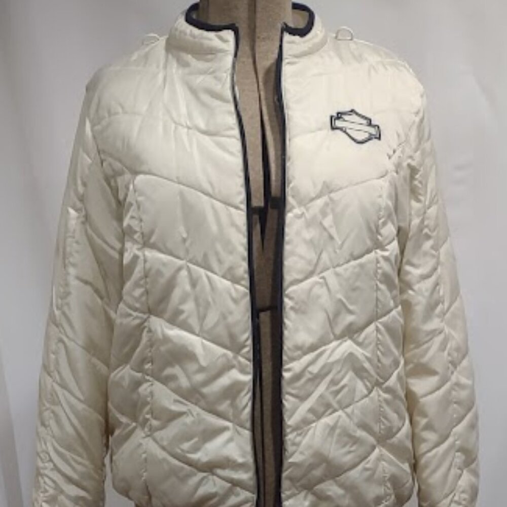 HARLEY DAVIDSON NWOT WOMEN'S QUILTED PUFFER JACKET, PALE YELLOW  SIZE 2XL